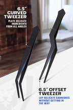 Dalstrong Professional Food Tweezers-Giftable 4pc Set-6.5"-High-Precision Tweezer Tongs-Black Titanium Coating-Plating, Multi-use-304 Stainless Steel-Culinary Fine Use-Metal Kitchen Tongs