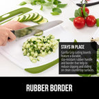 GORILLA GRIP BPA-Free Reversible Kitchen Cutting Board Set of 3 US Designed, Nonporous, Juice Grooves Catch Liquid, Slip Resistant Border, Dishwasher Safe Large Food Chopping Boards, Lime Orange Lemon