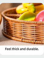 hand-woven round rattan basket storage basket storage box ornaments decorative basket multifunctional picnic food bread basket fruit gift basket key basket. (Circular trident)