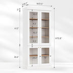 70.8" Tall Farmhouse Kitchen Pantry Cabinet with Glass Doors, Modular Storage Cabinet with 6-Tier Adjustable Shelves, White, Wooden Hutch for Kitchen, Living Room