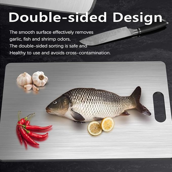Titanium Cutting Board Set of 3,100% Pure Titanium Cutting Boards for Kitchen Double Sided,Hygiene Durable Dishwasher,Fruit & Vegetables (3P-S)