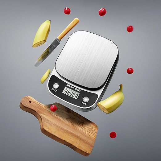 Food Kitchen Scale Digital Weight Grams and Oz，Professional Digital Kitchen Food Scales 10kg/1g for Weight Loss Dieting Baking Cooking,Stainless Steel Weighing Platform,LCD Display
