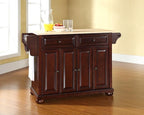 Crosley Furniture Alexandria Wood Top Rolling Kitchen Island Storage Cart, Microwave Stand, Spice Rack, Mahogany