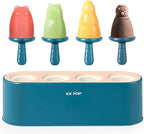 Popsicle Mold Set 4 Pieces Homemade Silicone Popsicle Maker Easy Release Ice Cream Molds Reusable DIY Pop Molds (Blue, WinterWonder Pops)