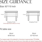 ISAENNE Designer Green Linen Extra Long Tablecloth Rectangle,Floral French Country Indoor Table Cloth,Stain Resistant Home Decor Tablecloths for Dining Kitchen Thanksgiving Party,63"*110"-Brune
