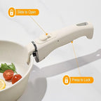 20 Pcs Pots and Pans Set Non Stick, Ceramic Cookware Set Detachable Handle, RV Kitchen Cooking Set Removable Handles, Oven Safe, Induction ReadyStackable Non-stick set Cream White