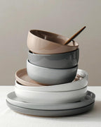 Famiware Milkyway Dinnerware Set with Mugs, Service for 4 (16pcs), Ribbed Stoneware Plates and Bowls Dishes Sets - Chip & Scratch Resistant, Microwave & Dishwasher Safe, Multi-color
