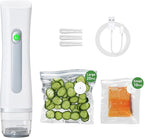 Vacuum Sealer For Food,Powerful Handheld Vacuum Sealer Machine With 30 Reusable Vacuum Bags,Portable Food Sealer,Automatic Power Off White