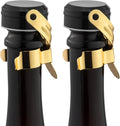 WOTOR Champagne&Wine Bottle Stoppers Stainless Steel with Food Grade Silicone, Leak Proof Keep Fresh Reusable Saver, Cork Suitable for Wine, Champagne, Cava, Prosecco and Sparkling (2 Pack Gold