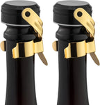 WOTOR Champagne&Wine Bottle Stoppers Stainless Steel with Food Grade Silicone, Leak Proof Keep Fresh Reusable Saver, Cork Suitable for Wine, Champagne, Cava, Prosecco and Sparkling (2 Pack Gold