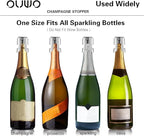 Champagne Stopper 6 Pack Stainless Steel Champagne Save with Food Grade Silicone，Leak-Proof Bubble Retaining Saver，Suitable for Champagne Prosecco Cava and Sparkling (Silver)