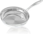 SUNHOUSE – 10 Inch / 26 cm Stainless Steel Frying Pan, Tri-Ply Stainless Steel Construction, PFOA-FREE, Stay-Cool Handle, Induction Compatible with All Cooktops, Dishwasher Safe