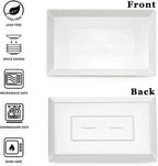 MIECOO Large Serving Platters, 18.5" x 11.5" White Serving Trays Set, Rectangular Porcelain Plates for Party, Wedding, Birthday, Entertaining, Food, Appetizer, Fruit, Sushi, Dessert, Set of 2