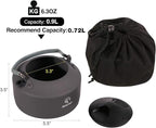 REDCAMP 0.9L Small Outdoor Camping Kettle, Aluminum Water Pot with Carrying Bag, Compact Lightweight Tea Kettle