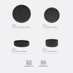 Gibson Elite Deerfield 16-Piece Stoneware Dinnerware Set – Matte Black Reactive Glaze Plates and Bowls, Stackable, Modern Design, Service for 4 – Microwave & Dishwasher Safe