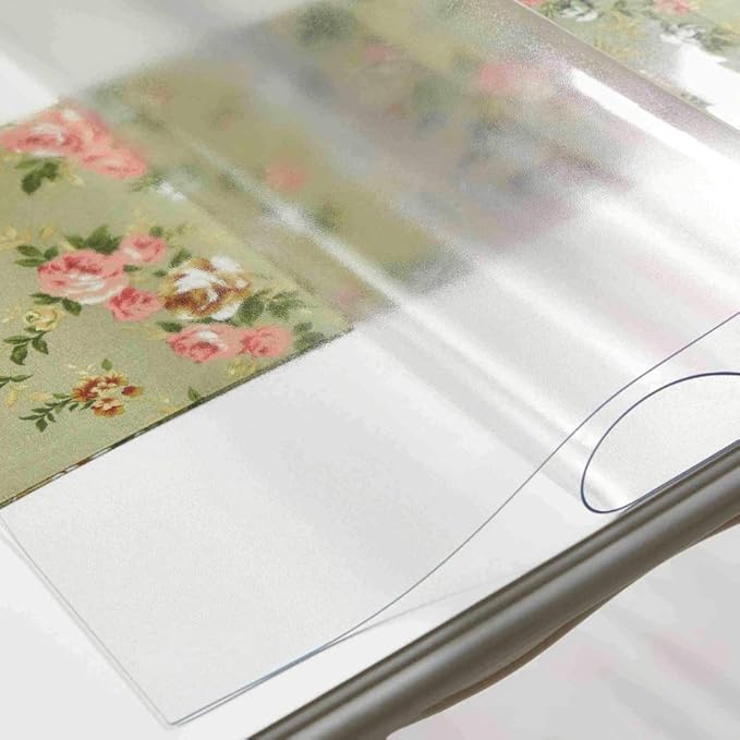 NECAUX Custom Multisize 1.5mm Thick Frosted PVC Table Cover Protector - 24 x 46 Inch Water Resistant Plastic Rectangular Vinyl Non-Slip Desk Pad for Coffee Table/Writing Desk
