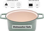 Misen 5.5 QT Enameled Cast Iron Dutch Oven - Chip-Resistant Enamel Coating - Thick Iron Core For Heat Retention - Large Cooking Surface - Oven Safe, Induction Compatible - Grill and Silicone Lid, Red