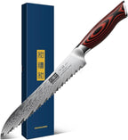 HOSHANHO Bread Knife,8 Inch Serrated Bread Knife Ultra Sharp Damascus Steel Bread Kitchen Knife, Professional Bread Knife for Homemade Bread