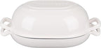 Enameled Cast Iron Sourdough Bread Oven, Dutch Oven, Loaf Cast Iron Bread Pan for Homemade Bread Baking, Meatloaf Pan with Lid, 7QT, White