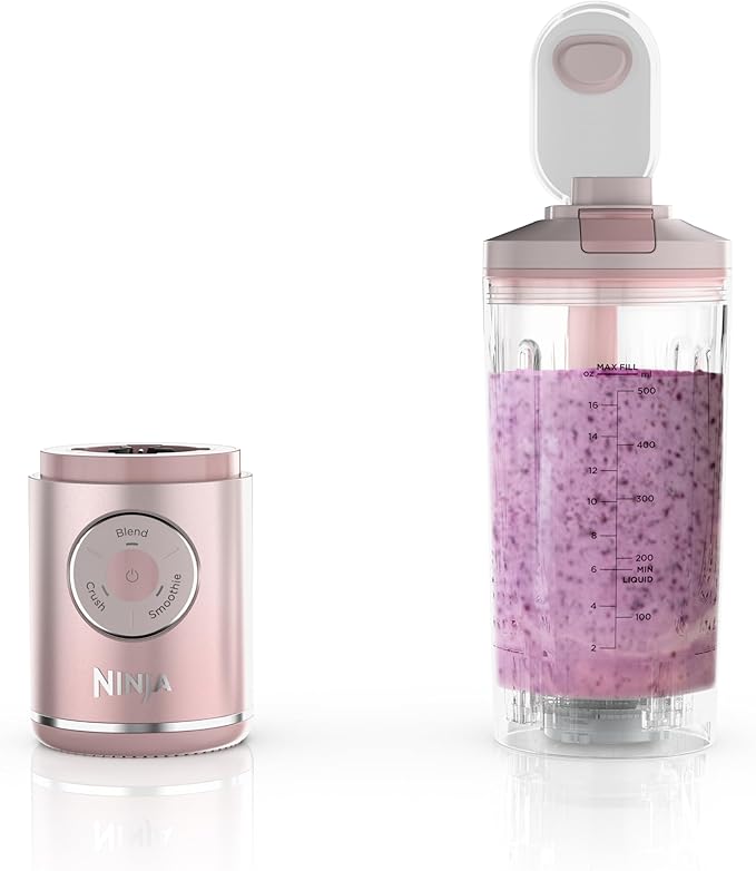 Ninja BC251PK Blast Max Personal Cordless Blender for Smoothies, Blend, Ice Crush, 22 oz. Twist & Go Vessel, Pink - Certified Refurbished