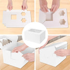 10 Packs bento cake box and Cupcake Box 3 Holes Fit 2 Cupcakes and 1 Mini Cake Box with Clear Window and Stickers for Wedding Birthday Party Bakery pastry boxes(White, 1+2(10Pack))