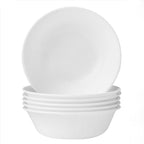 Corelle Vitrelle 6-Piece Soup/Cereal Bowl Set Triple Layer Glass and Chip Resistant, 18-Oz Lightweight Round Bowls, Winter Frost White