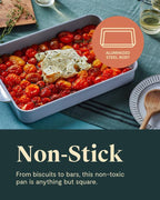 Caraway Non-Stick Ceramic 9”x13” Rectangle Pan - Naturally Slick Ceramic Coating - Non-Toxic, PTFE & PFOA Free - Perfect for Brownies, Lasagnas, and More - Gray
