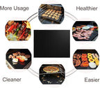 Renook Grill Mat Set of 6-100% Non-Stick Reusable Mats for Gas, Charcoal or Electric Grills - Easy to Clean - 23 x 16.5-Inch, Black