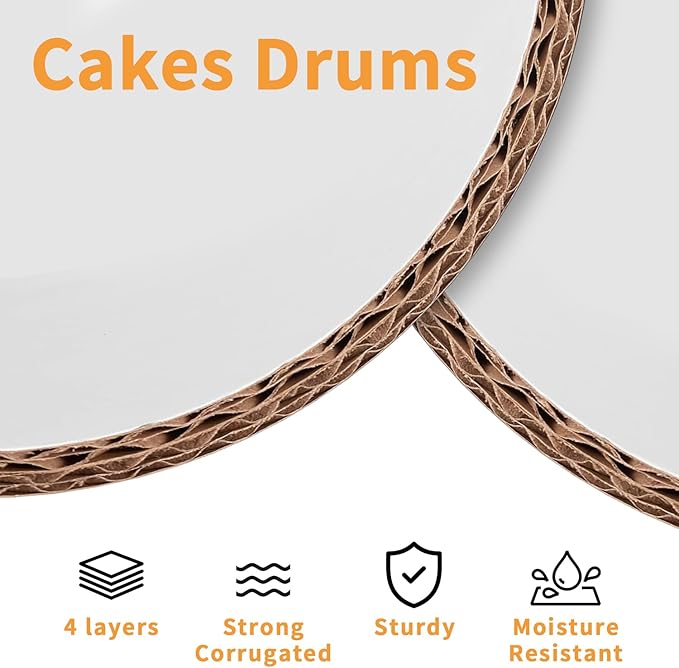 10pcs 14 Inch Cakeboard Round, 1/2 Inch Thick Cake Boards, Bend Resistant & Sturdy White Cake Cardboard for Presenting Heavy or Tall Tiered Cakes, Base para Pastel(14inch/10pcs)