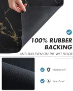 AMOAMI Coffee Mat - Hide Stain Rubber Backed Absorbent Dish Drying Mat for Kitchen Counter - Black & Gold