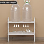 Expandable Cabinet Countertop Shelves 16.5-27’’L, Adjustable Metal Spice Rack Organizer, Stackable Kitchen Counter Storage Shelves Organizers for Cabinet Organization, White
