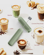 CIRCLE JOY Rechargeable Milk Frother Hanheld, Dual Ring Electric Coffee Frother, Portable Hand Frother Wand Drink Mixer for Matcha Lattes Cappuccino, Kitchen Gifts, Green
