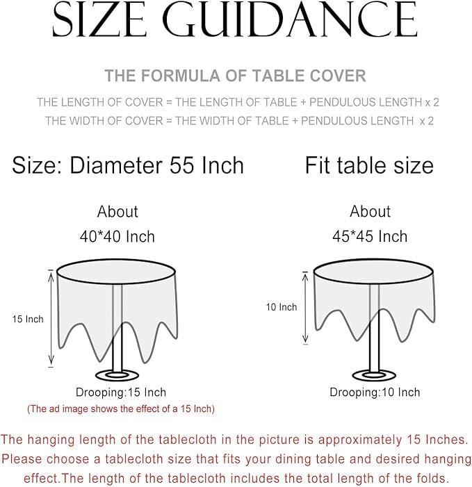 patdrea Designer Blue Small Tablecloth for Round Table,Linen Leaves Pattern Anti-Wrinkle Floral Tablecloths,Farmhouse Floral Table Cover Decor for Kitchen Dining,Thanksgiving,Diameter 55"-Ivar B