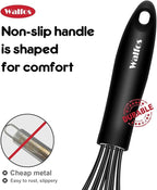 Walfos Whisk Silicone Whisks set, Non Scatch Coated Whisks for Cooking and Baking, Heavy Duty Set of 4 Kitchen Whisk - 11'' Flat Wisk and 7''+10''+12'' Balloon.