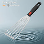 Fish Spatula Stainless Steel, Flexible Metal Spatulas with Silicone Handle, Slotted Turner for Kitchen, Cooking, Grilling, Flipping, Turning, Egg, Pancake and Burger (Large, 12.2 Inch)