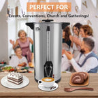 75 Cup 12L/3.17Gallon Commercial Coffee Urn, Festa Essential 950W Large Percolate Coffee Maker, Hot Beverage dispenser With Double Dripless Faucet, Quick-Brewing Hot Water Urn for Catering,Home,Events