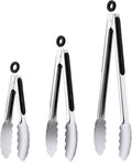 Stainless Steel Tongs Set, Food Grade Stainless Steel Kitchen Tongs, Heat Resistant 600 Degrees, for Cooking, BBQ Barbecue, Grilling, Buffet, Serving (7"+9"+12")