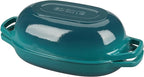 Enameled Cast Iron Oval Dutch Oven Pot with Lid, Dutch Oven for Sourdough Bread Baking, Oval Bread Pan, 5qt, Darkcyan