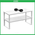 Metal Stackable Expandable Storage Shelf - Multi-Functional Home Storage Shelf, Suitable for Kitchen, Cabinet，Bathroom, Office, Garage, etc.（2PACKS/White/Large