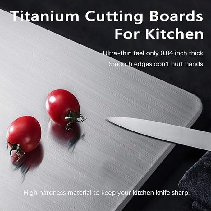 Titanium Cutting Board Set of 3,100% Pure Titanium Cutting Boards for Kitchen Double Sided,Hygiene Durable Dishwasher,Fruit & Vegetables (3P-S)