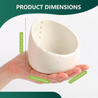 Pottery Herb Stripper Bowl,Handmade Ceramic Herb Stripper, Dishwasher-Safe, different sizes of round holes,kitchenware for root removal(white)