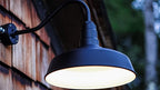 Steel Lighting Co. Gardena Barn Light | Outdoor Wall Mounted | 16" Dome | Upward Sloping Gooseneck | Farmhouse Light Made in America | Cream Exterior/Brass Interior
