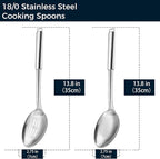 18/0 Stainless Steel Cooking Spoons Set, Serving Spoon & Slotted Spoon, Kitchen Cooking Utensils Set, Housewarming Daily Use Commercial, Pack of 2