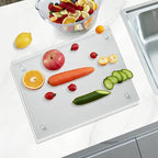Tempered Glass Cutting Board for Kitchen, Clear Glass Board for Countertop, Heat Resistant, with Non-Slip Feet, 12x16" 1Pcs