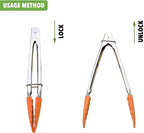 Appetizer Tongs 7-Inch Silicone Tipped Kitchen Tongs, Set of 3 (Orange)