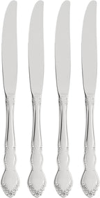 Oneida Dover Fine Flatware Dinner Knives, Set of 4 , 18/10 Stainless Steel, Silverware Set, Dishwasher Safe
