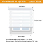 Persilux Zebra Blinds for Windows, Dual Layer Zebra Roller Shades (45" W x 72" H, White) Light Filtering Sheer Shades, Easy to Install, Cordless Room Darkening Roller Blinds for Office