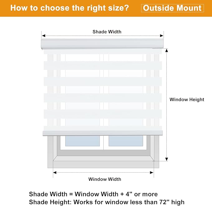 Persilux Cordless Zebra Blinds for Windows (47" W X 64" H, White) Free-Stop Dual Layer Roller Windows Shades for Day and Night, Light Filtering Sheer Shades for Home, Bedroom, Easy to Install
