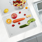 Tempered Glass Cutting Board for Kitchen, Clear Glass Board for Countertop, Heat Resistant, with Non-Slip Feet, 12x16" 2 Pcs Clear