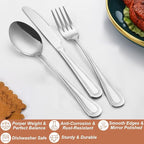 40 Pcs Silverware Set for 8 with Pearled Edge Handle design, Food Grade Stainless Steel Flatware Set, Eating Utensils Sets Include Fork/Knife/Spoon, Reusable Cutlery Set, Dishwasher Safe